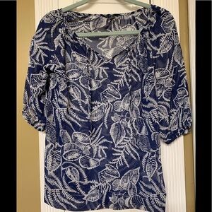 BANANA REPUBLIC PEASANT BLUE SHEER BLOUSE SMALL